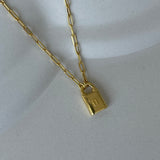 Kaia Paperclip Chain Lock Necklace